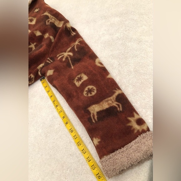 Safari Animal Fleece Teddy Bear Sherpa Jacket Brown Giraffe Elephant Size Large - Picture 13 of 16